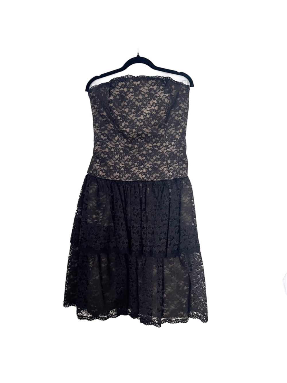 VTG Victor Costa 80s Lace Tiered Party Dress Black Formal Whimsigoth Coquette